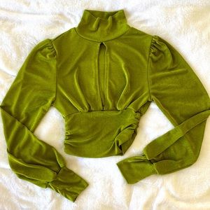 Shein cropped turtleneck cutout long sleeve top